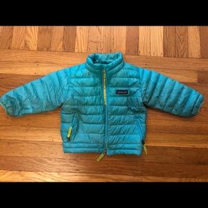 Patagonia puff aqua/lime/lavender size 2T